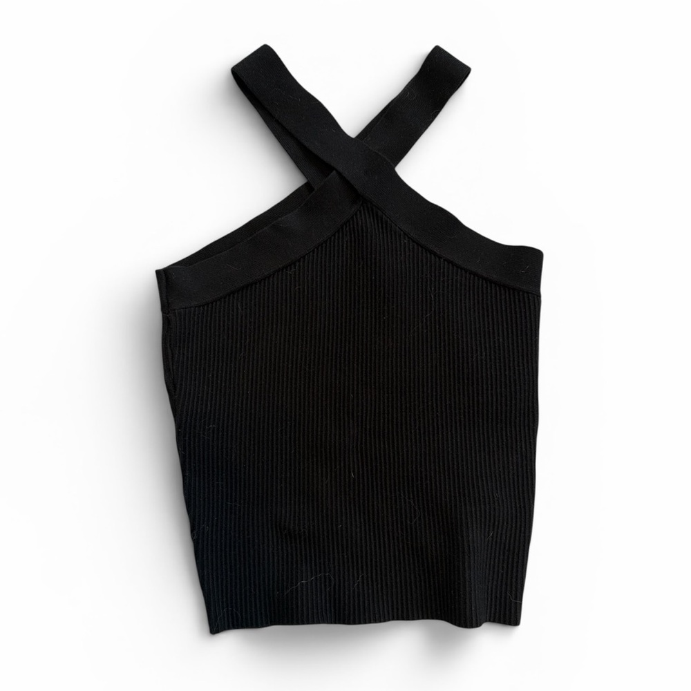 House of Harlow 1960 Black Crisscross Knit Crop Top - Picture 2 of 5